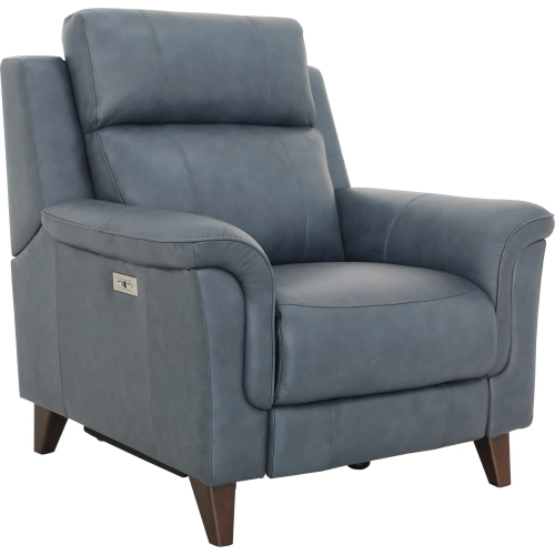 Kester Power Recliner with Power Headrest in Cashmere Ocean Top-Grain Leather